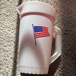 Tupperware White Pitcher with American Flag